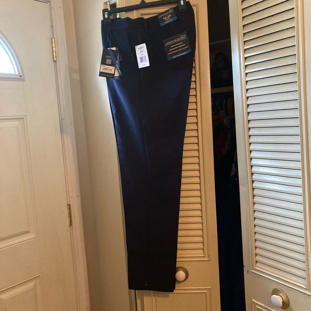 NWT report collection slimfit stretch, navy blue men’s dress pants 32W 30L